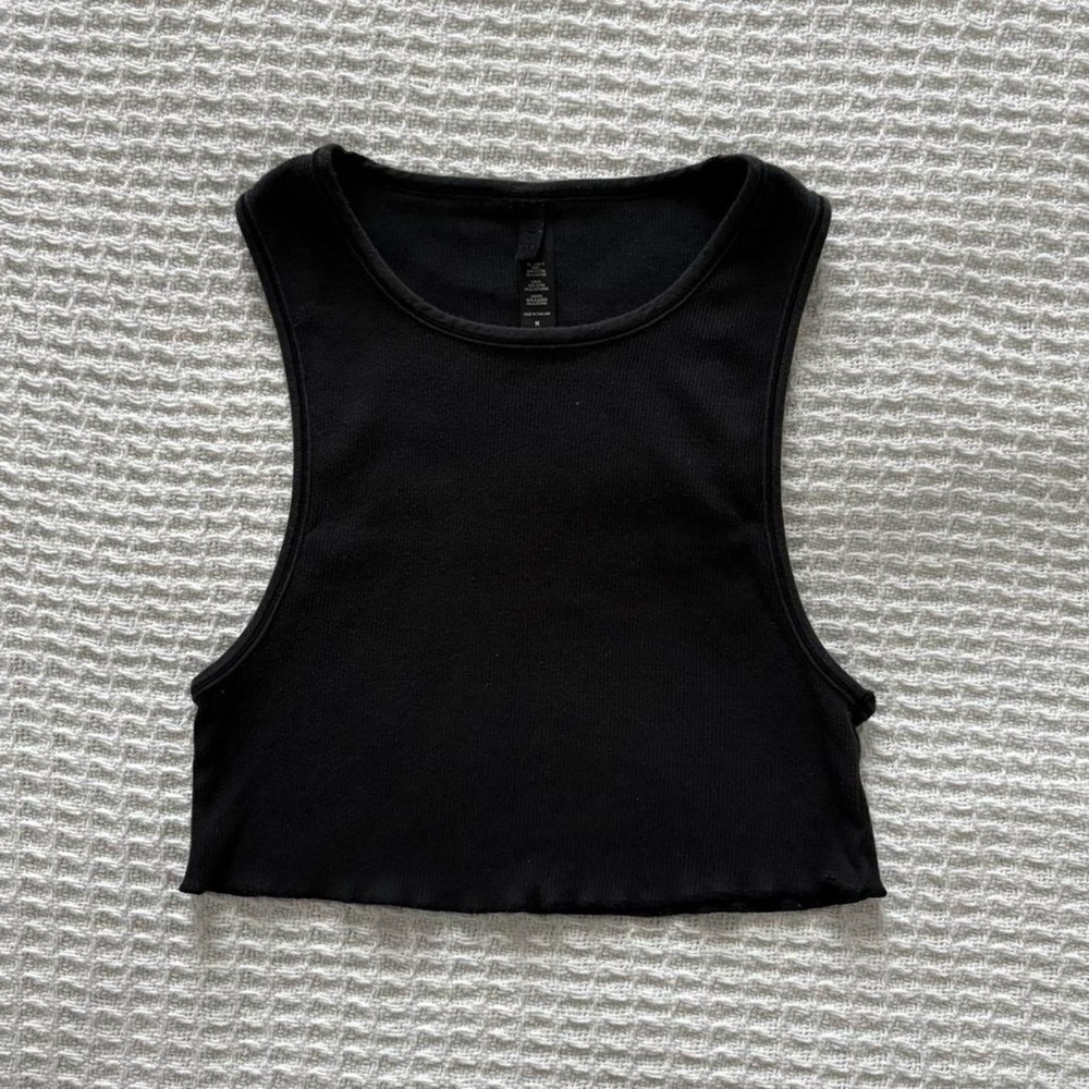 skims cotton rib high neck cropped tank top
